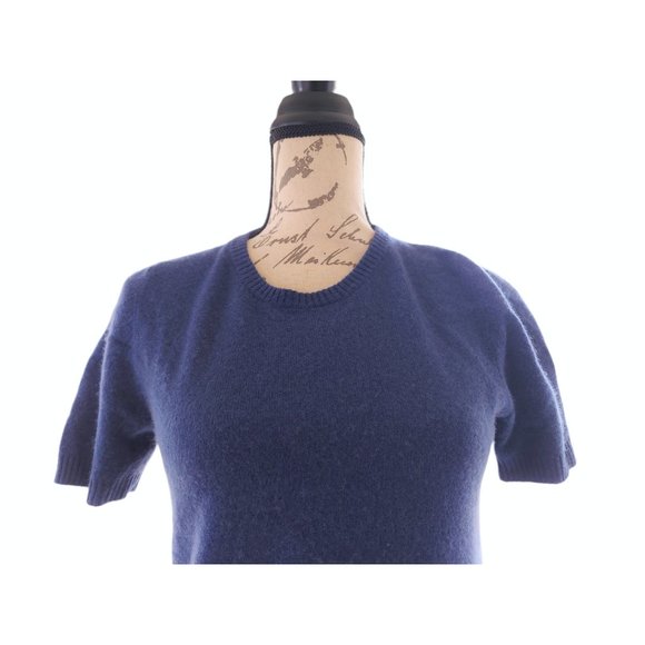 LORD & TAYLOR Women's Marine Blue Short Sleeve 2-Ply Cashmere Sweater Size Small - Picture 3 of 7